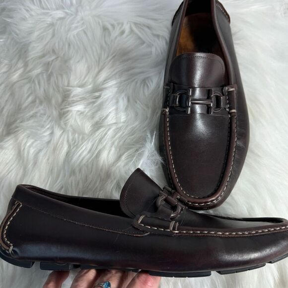 Salvatore Ferragamo Parigi Brown Bit Driving Loafers Sz 9 2E - Picture 1 of 7